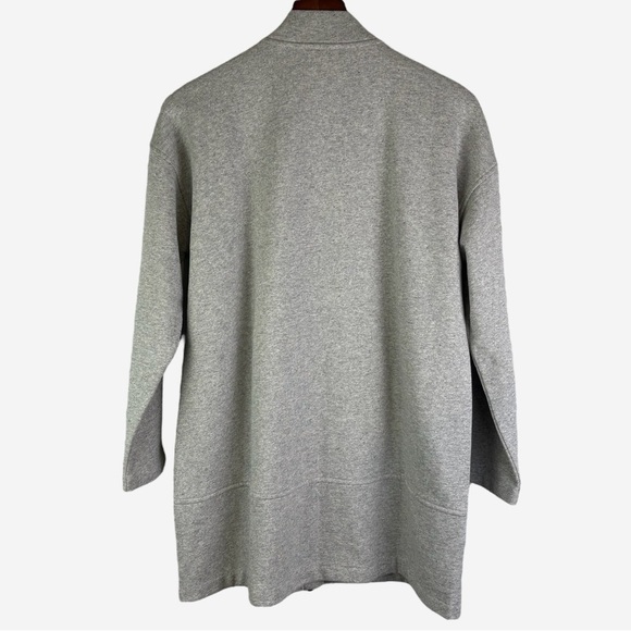 Eileen Fisher Brushed Cotton Terry Long Flight Jacket Size S Small Full Zip Gray - Picture 6 of 15